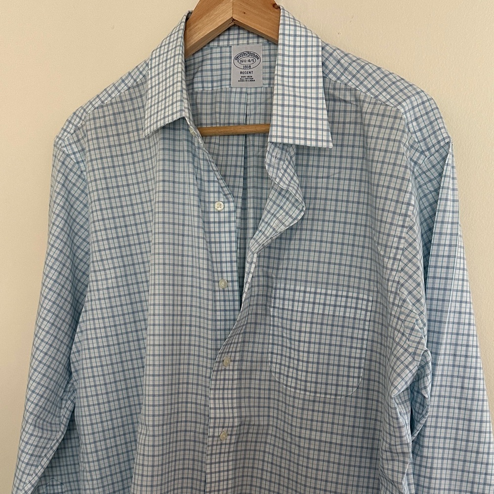 Brooks Brothers Light Blue Plaid Button Down Shirt